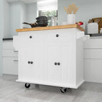 Chariot de cuisine en MDF avec 4 portes et 2 tiroirs, étagère à épices, porte-serviettes