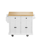Chariot de cuisine en MDF avec 4 portes et 2 tiroirs, étagère à épices, porte-serviettes