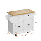 Chariot de cuisine en MDF avec 4 portes et 2 tiroirs, étagère à épices, porte-serviettes