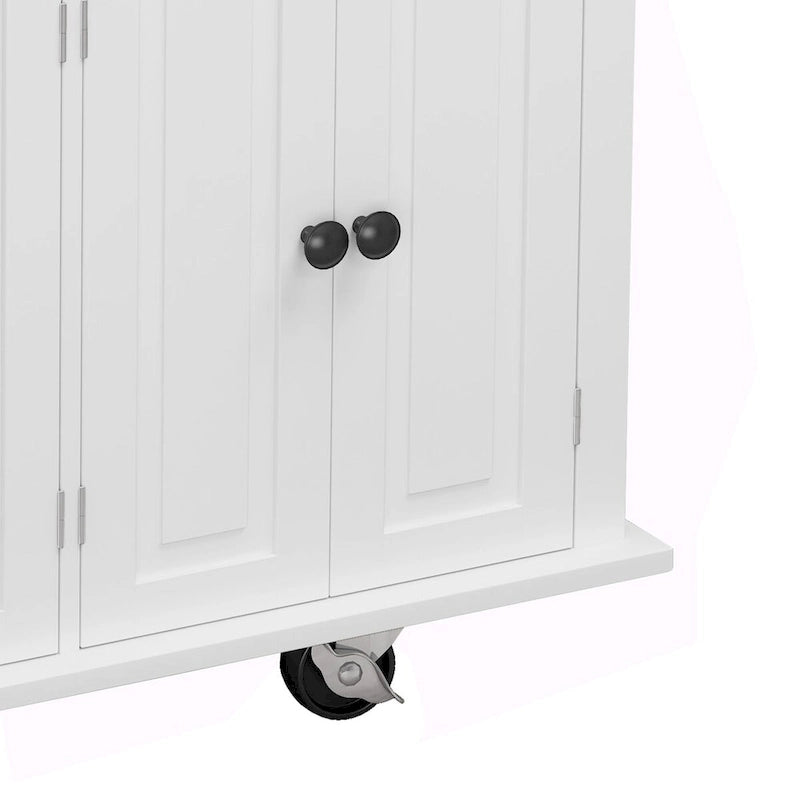 Chariot de cuisine en MDF avec 4 portes et 2 tiroirs, étagère à épices, porte-serviettes