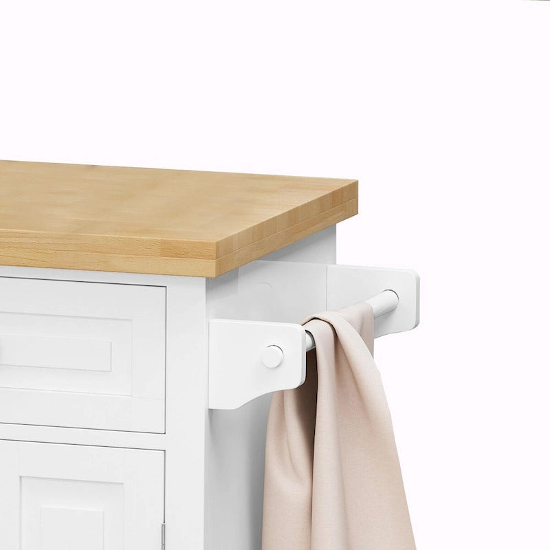 Chariot de cuisine en MDF avec 4 portes et 2 tiroirs, étagère à épices, porte-serviettes