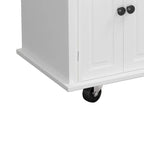 Chariot de cuisine en MDF avec 4 portes et 2 tiroirs, étagère à épices, porte-serviettes