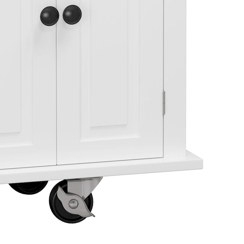 Chariot de cuisine en MDF avec 4 portes et 2 tiroirs, étagère à épices, porte-serviettes