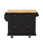 Chariot de cuisine en MDF avec 4 portes et 2 tiroirs, étagère à épices, porte-serviettes