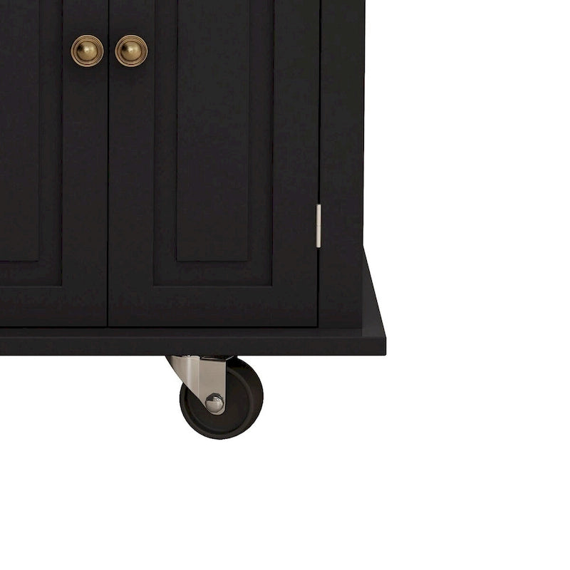 Chariot de cuisine en MDF avec 4 portes et 2 tiroirs, étagère à épices, porte-serviettes