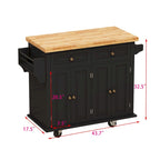 Chariot de cuisine en MDF avec 4 portes et 2 tiroirs, étagère à épices, porte-serviettes