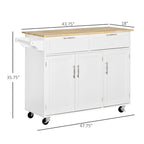 Îlot de cuisine mobile en bois avec rangement et étagères réglables - Non applicable