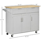Îlot de cuisine mobile en bois avec rangement et étagères réglables - Non applicable