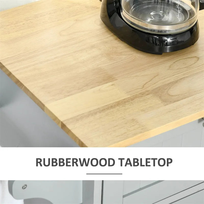 Îlot de cuisine mobile en bois avec rangement et étagères réglables - Non applicable