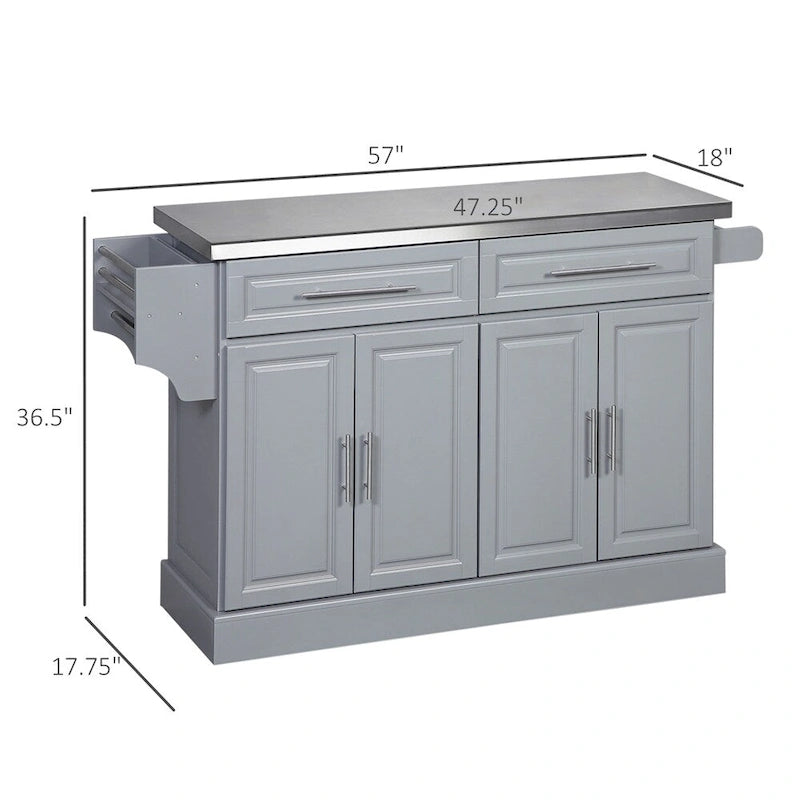 Îlot de cuisine roulant avec rangement, chariot de cuisine portable