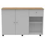 2-Drawer 2-Shelf Kitchen Island White and Pine