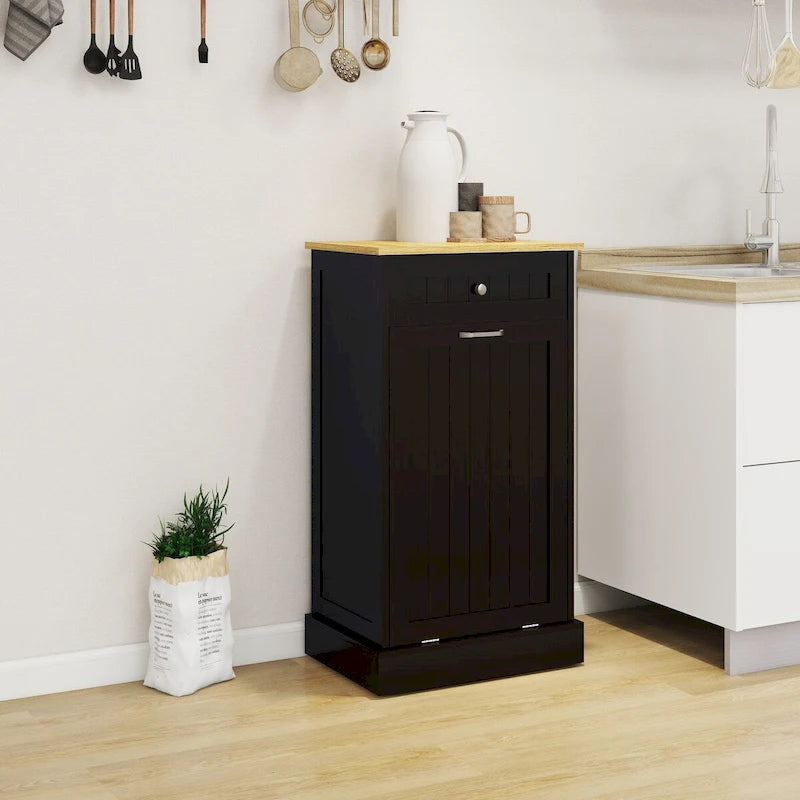 Armoire à poubelle basculante à un tiroir et un compartiment, adaptée à la cuisine