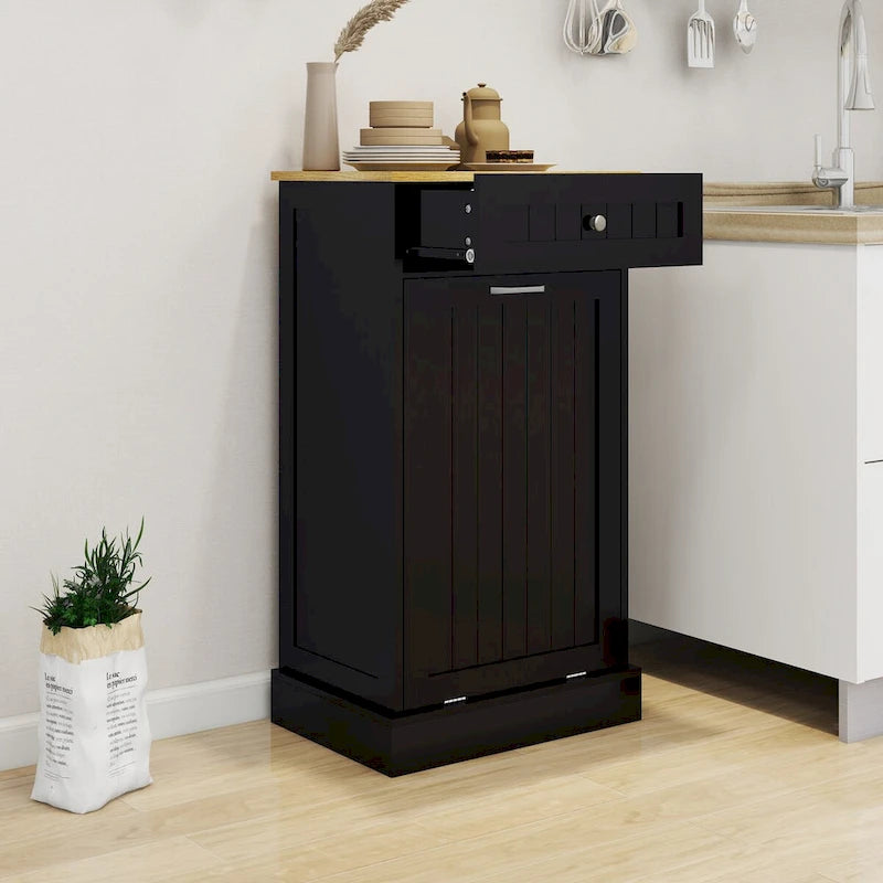 Armoire à poubelle basculante à un tiroir et un compartiment, adaptée à la cuisine