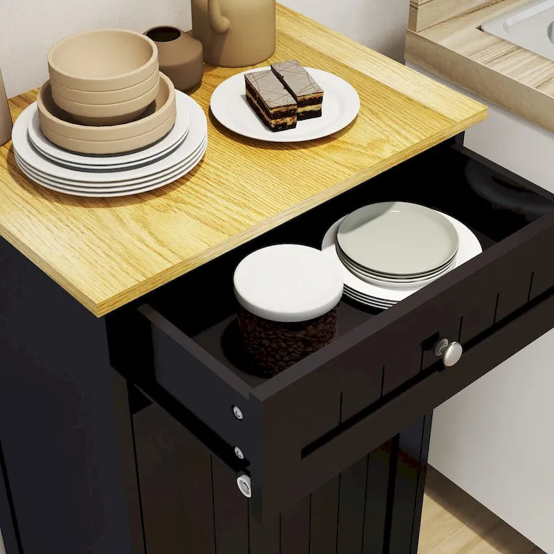 Armoire à poubelle basculante à un tiroir et un compartiment, adaptée à la cuisine