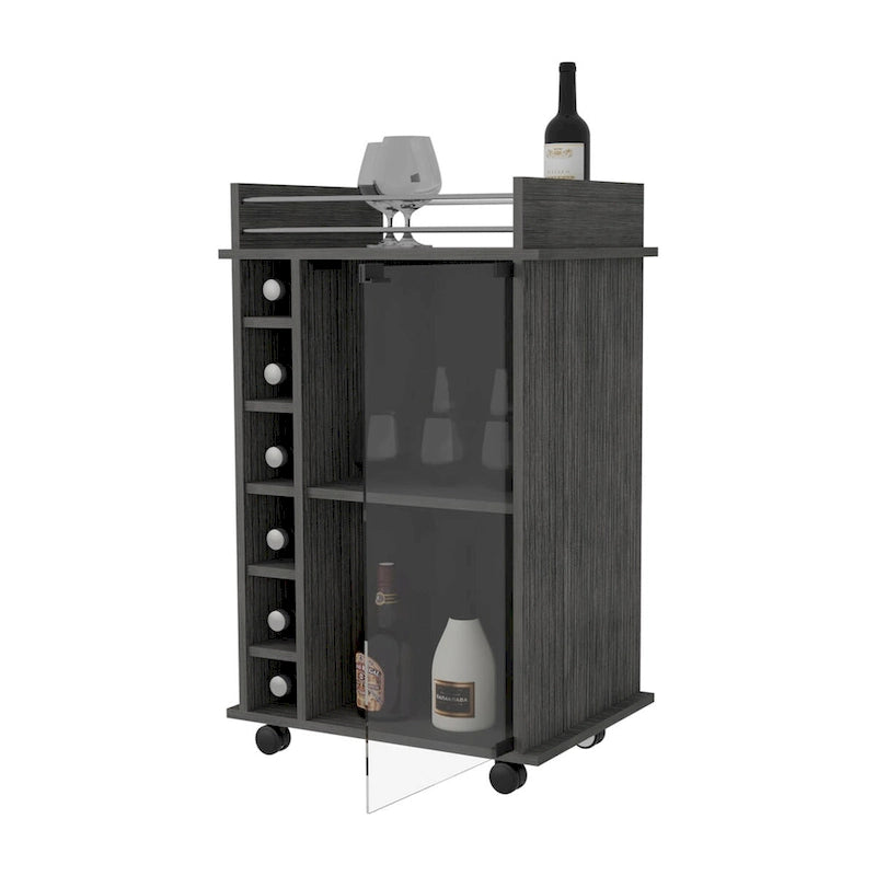 Chariot de bar Savannah à 6 bouteilles et 3 étagères pour la cuisine, les fêtes et le salon