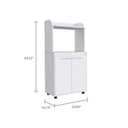 Kira Kitchen Kart, meuble à double porte, une étagère ouverte, deux étagères intérieures - Blanc