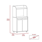 Kira Kitchen Kart, meuble à double porte, une étagère ouverte, deux étagères intérieures - Blanc