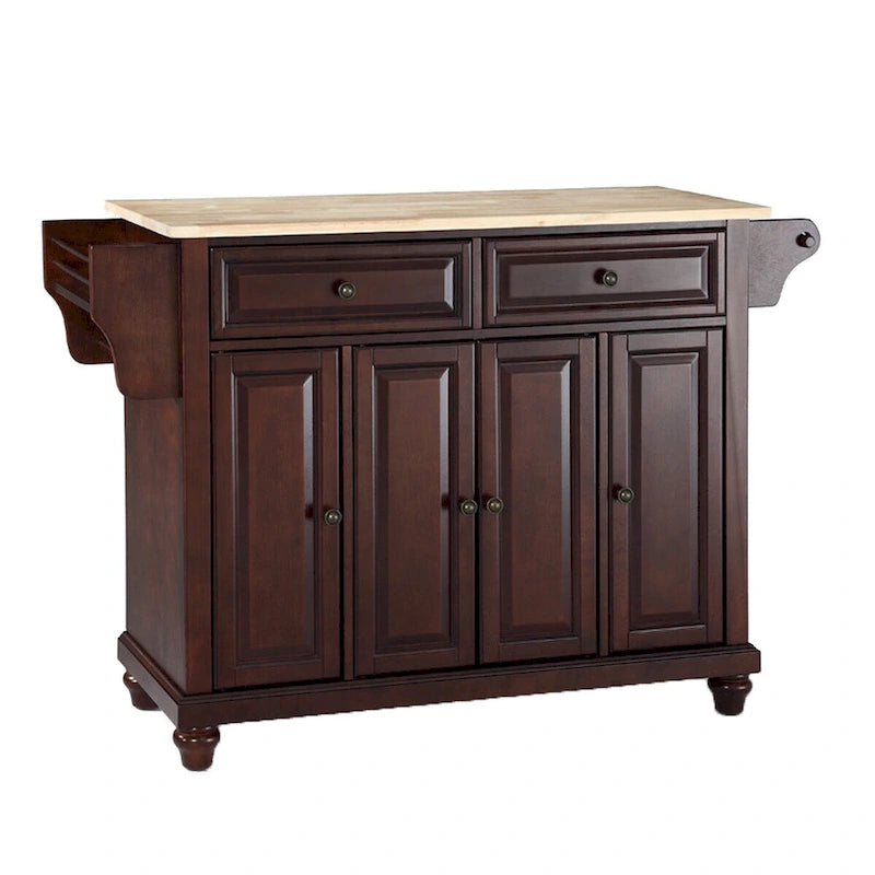 Îlot de cuisine Crosley Cambridge avec plateau en bois naturel, finition acajou vieilli - 45,7 cm (P) x 131 cm (L) x 86,4 cm (H)