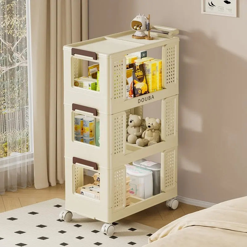 Chariot de rangement roulant Mieres Slim, chariot utilitaire de salle de bain à 4 niveaux, chariot utilitaire mobile à roulettes