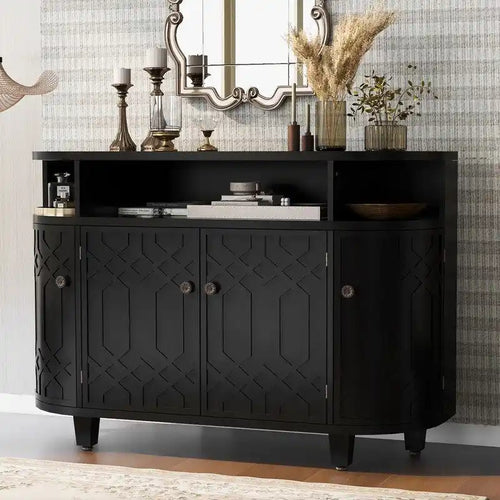 48W Storage Cabinet with Four Doors and Adjustable Shelves - N/A
