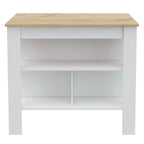 Ensemble de cuisine Ralston 2 pièces, îlot et armoire garde-manger à 4 portes et 7 étagères, blanc et chêne clair
