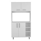 Ensemble de cuisine Ralston 2 pièces, îlot et armoire garde-manger à 4 portes et 7 étagères, blanc et chêne clair