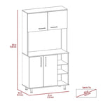 Ensemble de cuisine Ralston 2 pièces, îlot et armoire garde-manger à 4 portes et 7 étagères, blanc et chêne clair