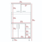 Ensemble de cuisine Ralston 2 pièces, îlot et armoire garde-manger à 4 portes et 7 étagères, blanc et chêne clair