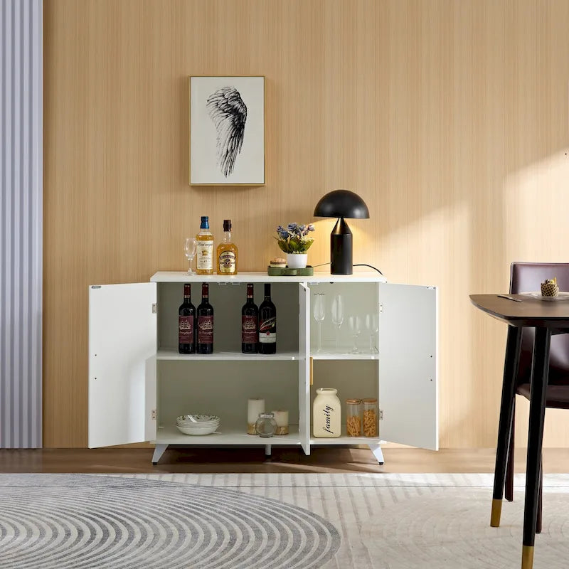 Buffet moderne à texture ondulée avec 3 portes