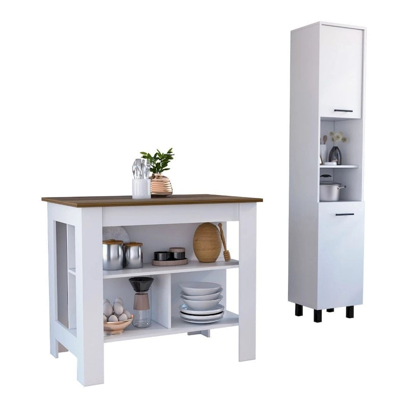 Ensemble de cuisine TUHOME Houston 2 pièces avec îlot et garde-manger - Non disponible