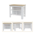 Ensemble de cuisine Sierra 2 pièces, 7 étagères, 4 portes, armoire murale et îlot de cuisine, blanc et chêne clair