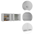 Ensemble de cuisine Sierra 2 pièces, 7 étagères, 4 portes, armoire murale et îlot de cuisine, blanc et chêne clair
