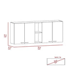 Ensemble de cuisine Sierra 2 pièces, 7 étagères, 4 portes, armoire murale et îlot de cuisine, blanc et chêne clair