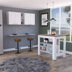 Ensemble de cuisine Sierra 2 pièces, 7 étagères, 4 portes, armoire murale et îlot de cuisine, blanc et chêne clair