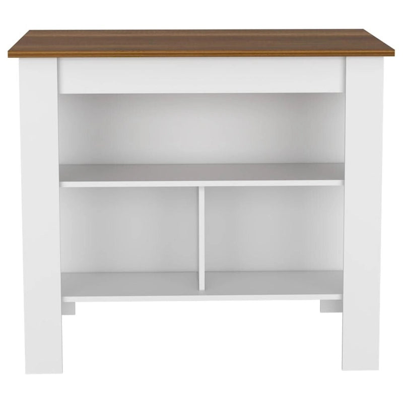 Ensemble de cuisine Sierra 2 pièces, 7 étagères, 4 portes, armoire murale et îlot de cuisine, blanc et chêne clair