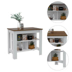Ensemble de cuisine Sierra 2 pièces, 7 étagères, 4 portes, armoire murale et îlot de cuisine, blanc et chêne clair