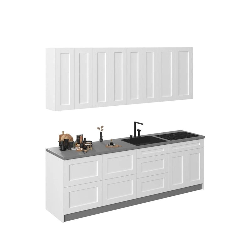 Kitchen Fusion Collection White Matte Color Base Size 8.5Ft Wide - 103x24