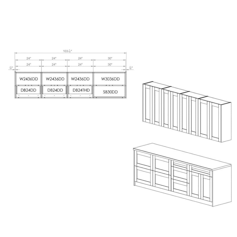 Collection Kitchen Fusion, base blanche mate, largeur 8,5 pi (103 x 24 po)