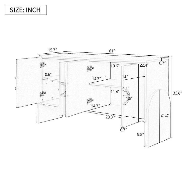 Armoire de rangement de 33,80 po de hauteur avec étagères réglables