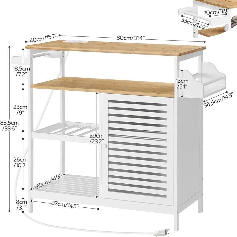 Table à café à 4 niveaux avec support pour micro-ondes - 15,7 cm (P) x 31,4 cm (L) x 33,6 cm (H)