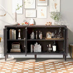 Meuble de rangement en bois avec trois portes en verre trempé et étagère réglable, idéal pour le salon, le bureau et l'entrée.