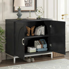 Meuble d'appoint avec placage en bois massif et piètement en métal - 34 cm (L) x 15,5 cm (l) x 31,9 cm (H)