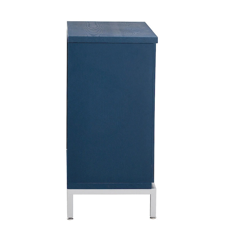 Meuble d'appoint avec placage en bois massif et piètement en métal - 34 cm (L) x 15,5 cm (l) x 31,9 cm (H)