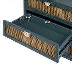 Meuble à 3 tiroirs, rotin naturel, style américain, idéal pour la chambre, le salon ou le bureau.