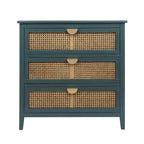 Meuble à 3 tiroirs, rotin naturel, style américain, idéal pour la chambre, le salon ou le bureau.