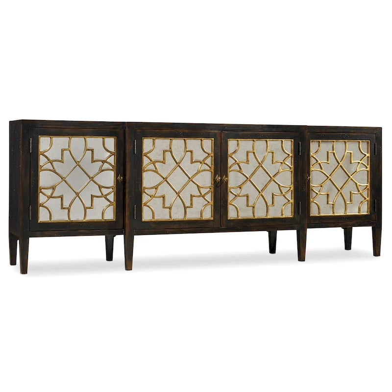 Sanctuary Four Door Mirrored Console- Ebony - 20W x 105L x 38H