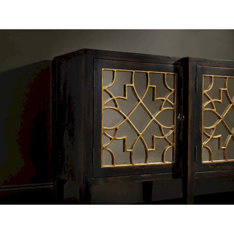 Console à quatre portes miroir Sanctuary - Ébène - 20 po L x 105 po P x 38 po H