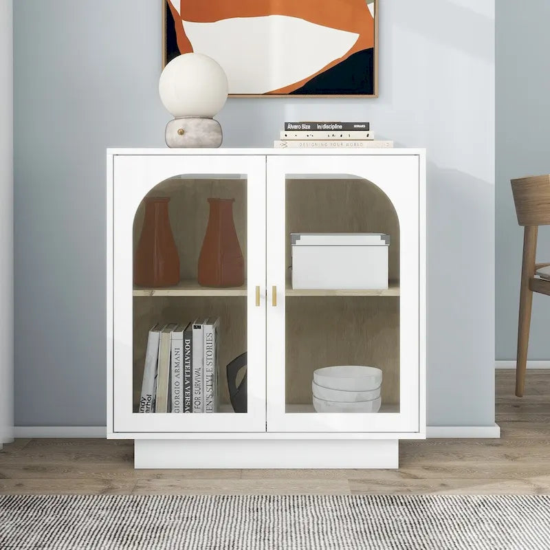 2 armoires de rangement avec porte vitrée pour salon, salle à manger, bureau