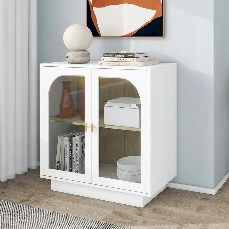2 armoires de rangement avec porte vitrée pour salon, salle à manger, bureau