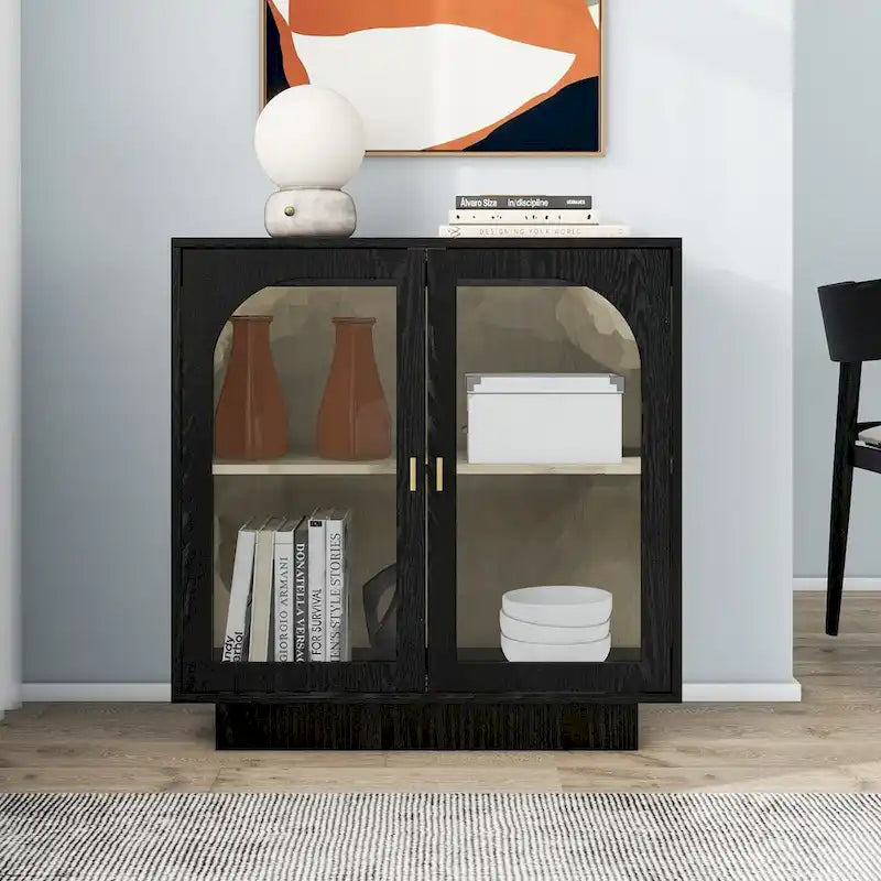 2 armoires de rangement avec porte vitrée pour salon, salle à manger, bureau